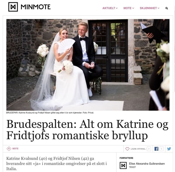 Minmote article featuring celebrity wedding in Rome